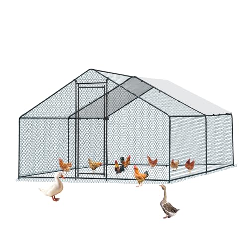 Outvita Chicken Coop, 13×10 FT Large Metal Chicken House, Poultry Habitat Cage with Waterproof Cover