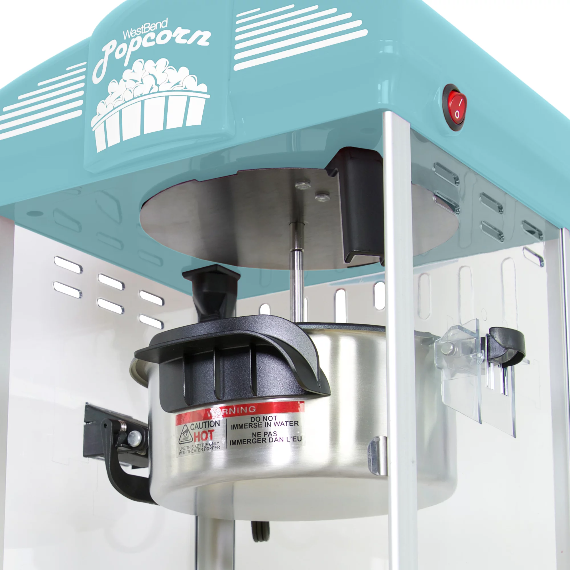 West Bend Theater Crazy Theater Style Popcorn Popper Machine with Nonstick Kettle, 4-Ounce, Blue