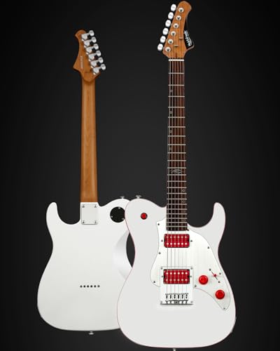 WestCreek TT-50KS Solid Body Electric Guitar, Mahogany Body, Maple Neck, Rosewood Fretboard, Rounded End Frets, Bone Nut, 22 Frets (Black)