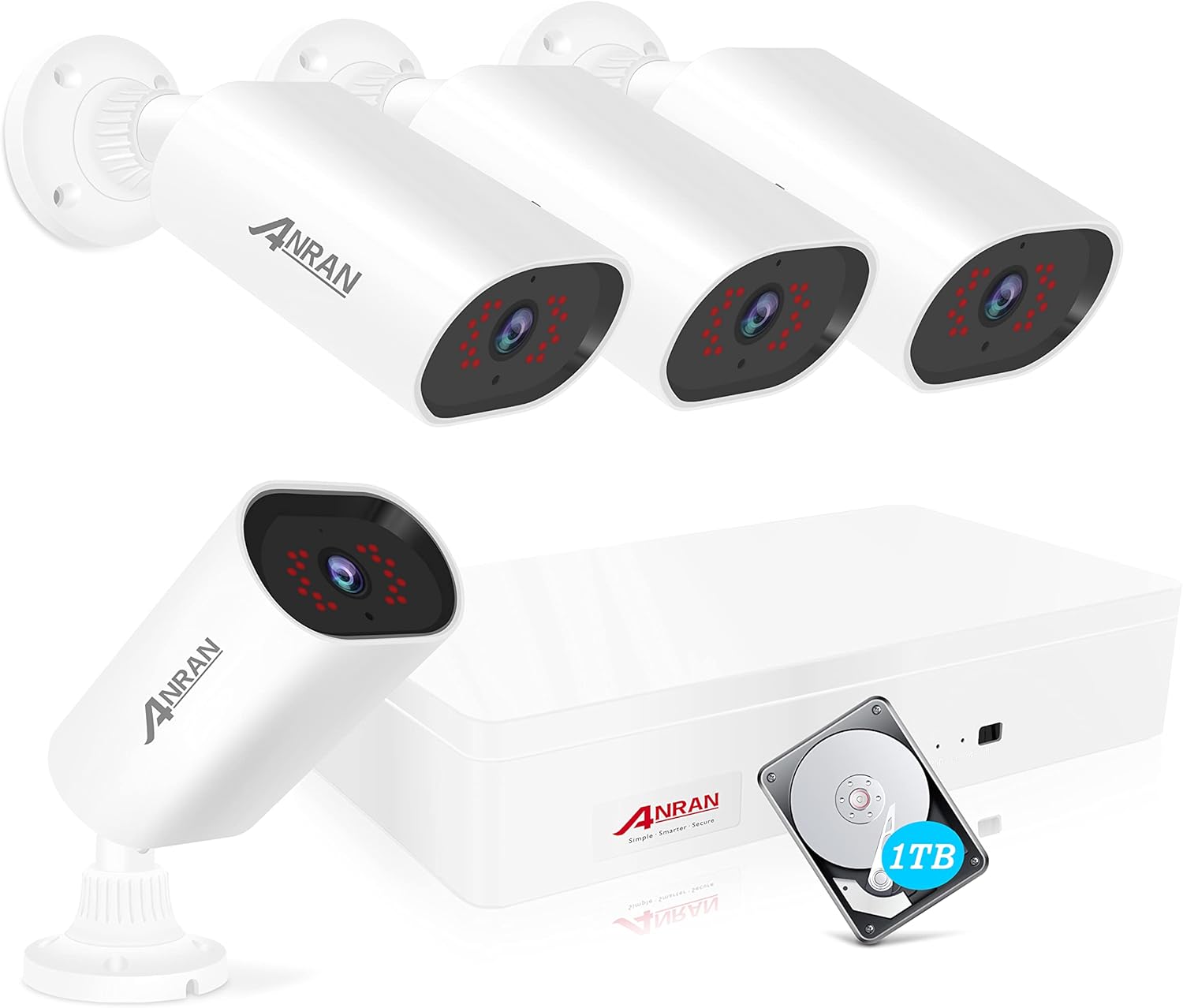 【5MP Lite DVR】8CH Wired outdoor Security Camera System with 8pcs 1080P HD Waterproof Surveillance Home Cameras, Easy Setup, Clear Night Vision