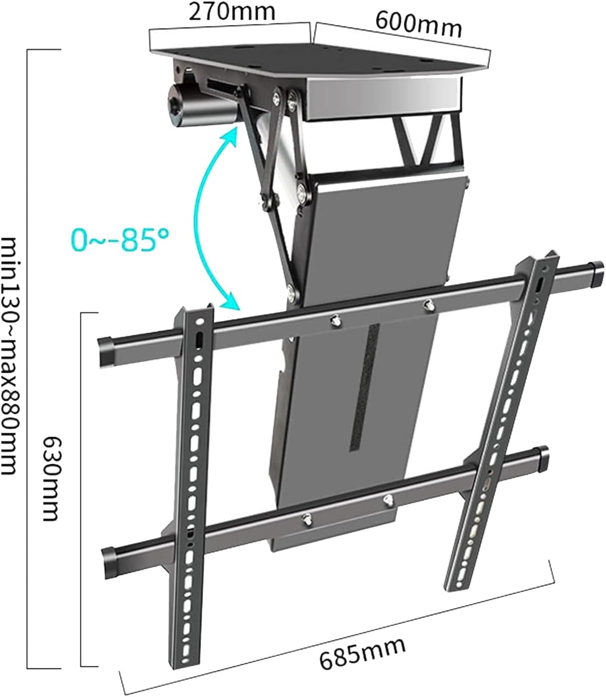 Ceiling TV Mount Stand - Motorised TV Bracket Stand, Tv Wall Mount, Telescopic Electric Auto Lifting TV Stand, Fits 50-90 Inch TVs, 0-85° Flip Down