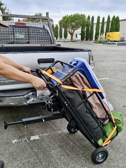 MaxxHaul 50243 Foldable Hitch N Roll Cargo Carrier Cart With Quick Detachable Basket Rack With 10 inch Flat Free Tires for Home Camp Travel Ranch SUV