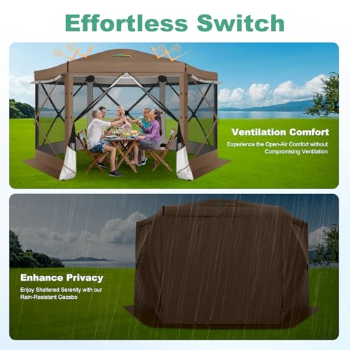 COBIZI 12x12ft Pop up Gazebo Screen Tent Screen House for Camping, Camping Outdoor Screened Gazebo, Canopy Tent