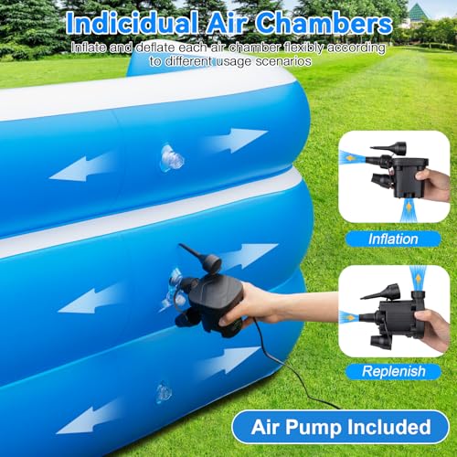 Large Inflatable Swimming Pool, 120" X 85" X 26" Oversized Thickened Blow Up Pools for Adult, Inflatable Pool with Seat and Pump