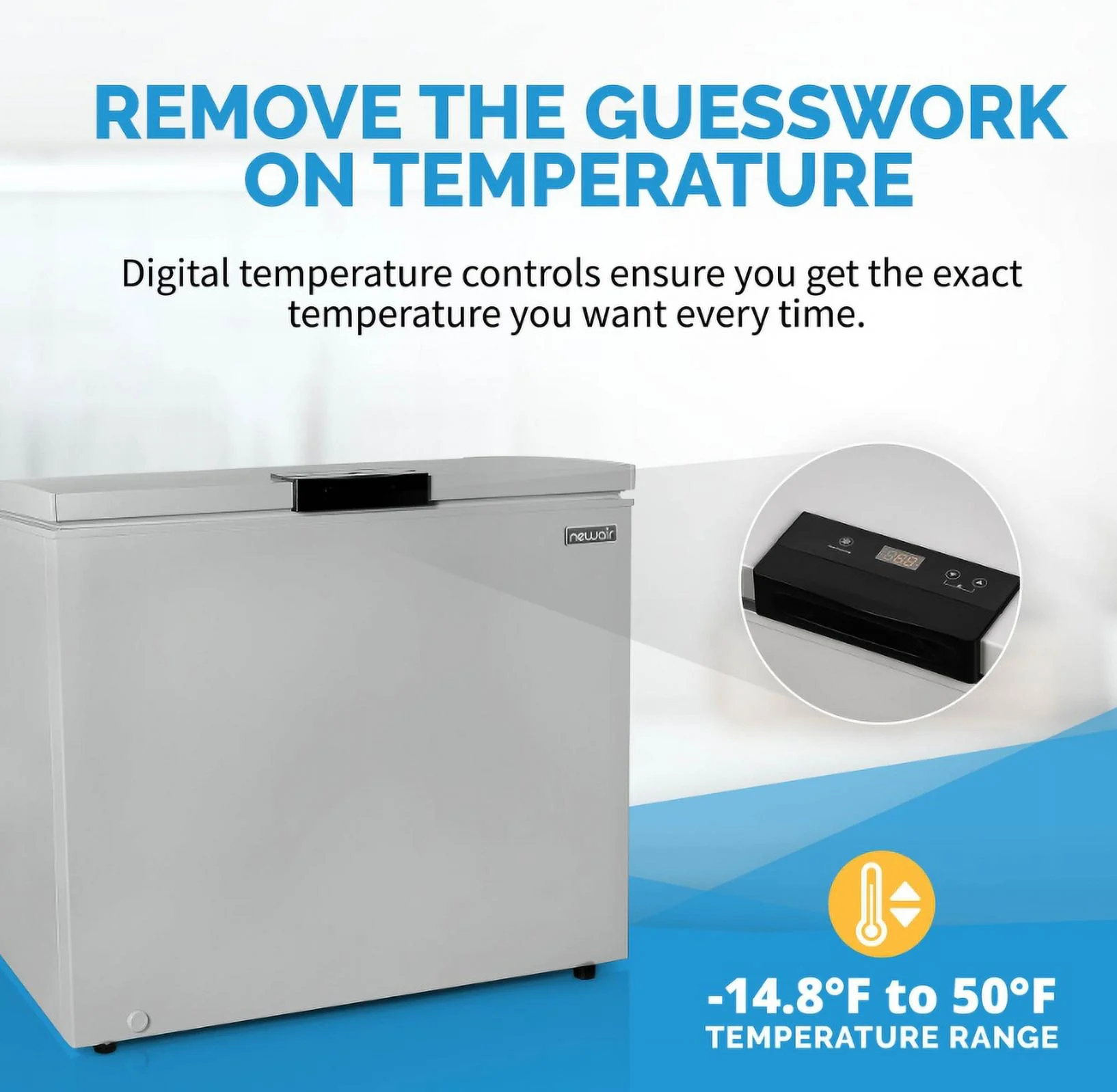 NewAir 6.7 Cu. Ft. Compact Chest Freezer in Cool Gray, Temperature Control, Fast Freeze Mode, Door Alarm, Wire Basket, Self-Diagnose Program
