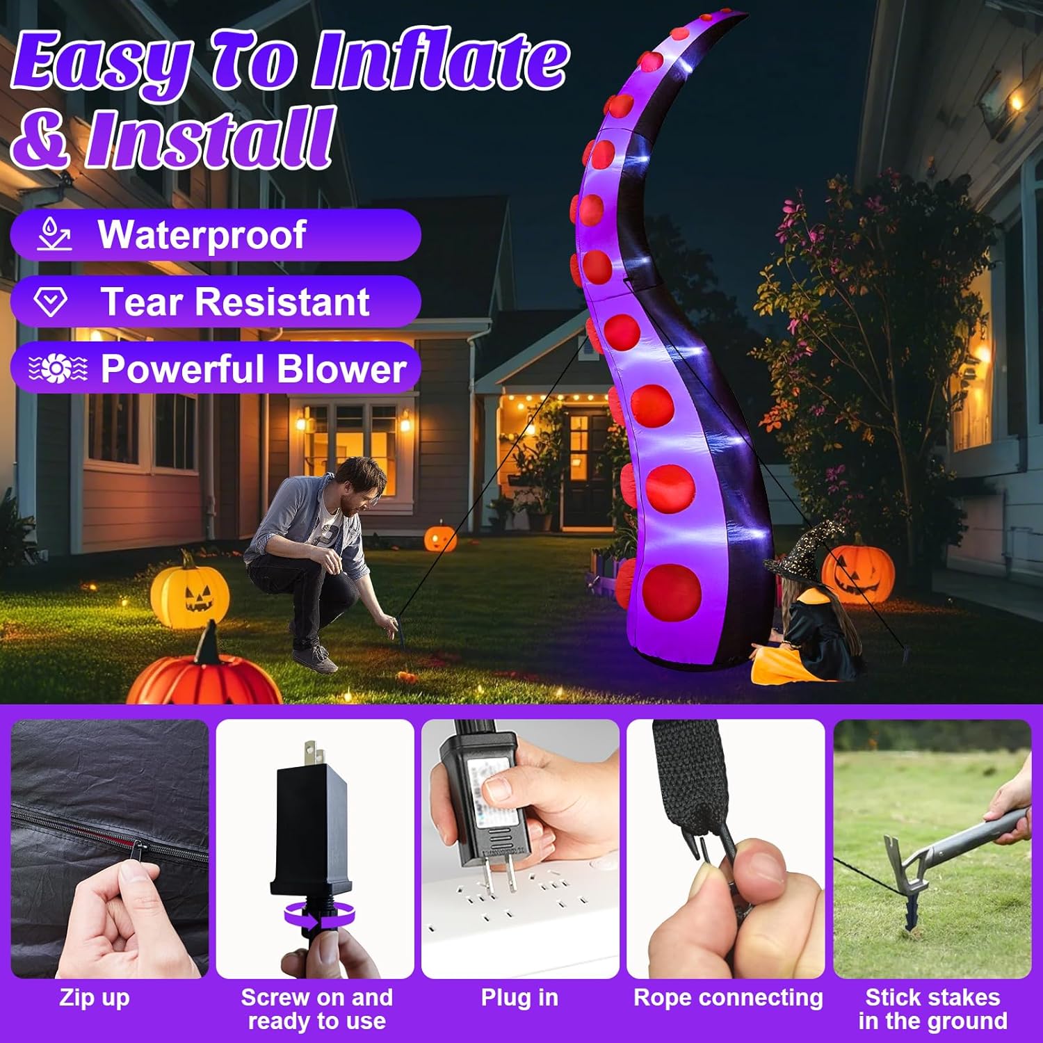 Danxilu 14 FT Huge Halloween Inflatables Octopus Tentacles Built-in LED Lights Inflatable Blow Up Yard Decoration for Halloween Outdoor Decorations