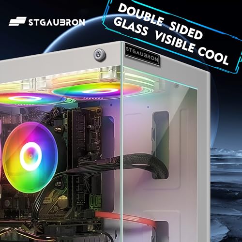 STGAubron Gaming Desktop PC,Radeon RX 580 16G GDDR5,Intel Core i7-6700 up to 4.0G,32G DDR4,2T SSD,600M WiFi,BT 5.0,RGB Fan x 3,RGB Keyboard&Mouse