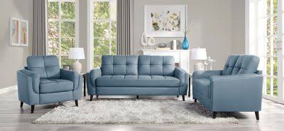 Lexicon Dorelle Modern Contemporary Microfiber Tufted Sofa in Blue and Black - 9340BU-3