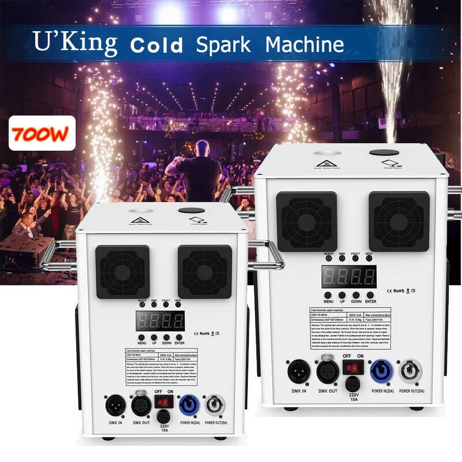 Cold Spark Machine 3-16FT Adjustable Stage Special Effect Machine with Wireless Remote Control DMX Low Noise Stage Equipment for Wedding DJ Disco