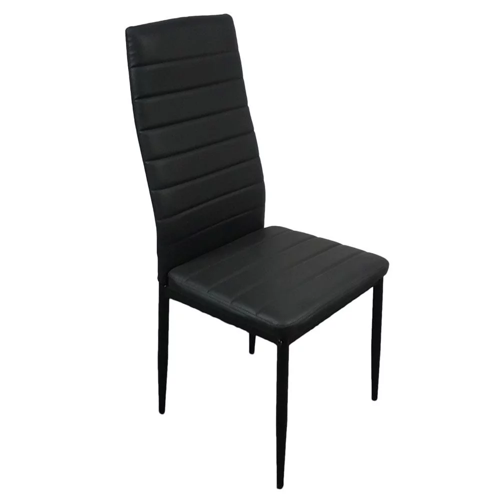 GoDecor Set of 4 Dining Side PU Leather Elegant Design Home Furniture Black