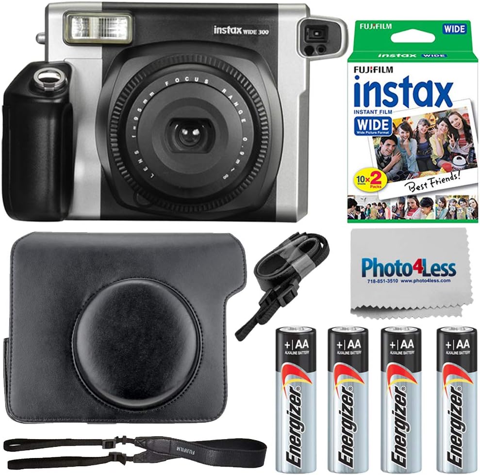 Fujifilm Instax Wide 300 Instant Camera + Fujifilm Instax Wide Instant Film Twin Pack (16385995) + Energizer Batteries (4 Pack) + Case for Fuji Wide