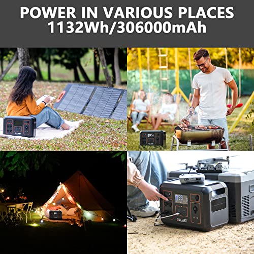 ALLWEI Portable Power Station 1200W(Peak 2400W), 1132Wh Solar Generator 306000mAh with 4 * 120V AC Outlets, 6* USB-C PD3.0 60W