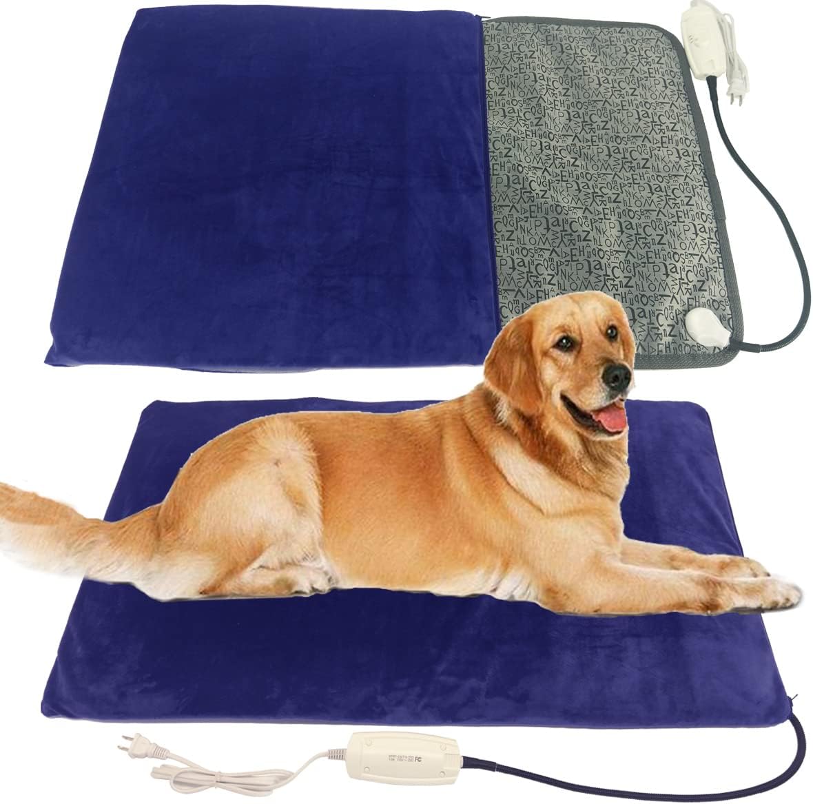 Pet Heating pad Large Heated Dog Bed 34"x21" Cat Heating pad Indoor Electric Dog Heating pad Waterproof Heated Dog House mat Easy Clean