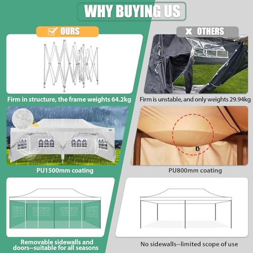COBIZI 13x26 Pop Up Tent 13x26 Canopy with Sidewalls Heavy Duty Canopy Party Tent for Parties