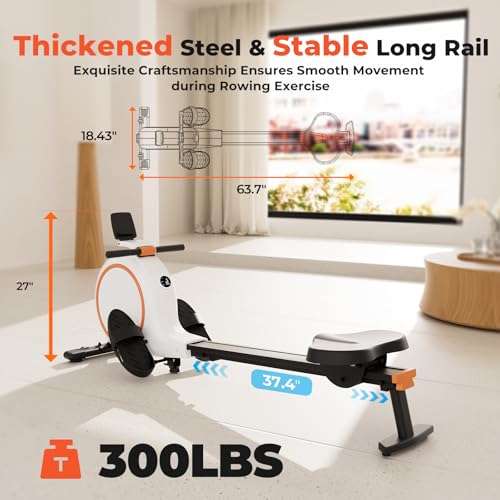 Rowing Machines for Home, Magnetic Rower with 32-Level Whisper-Quiet Resistance & 300LBS Weight Capacity