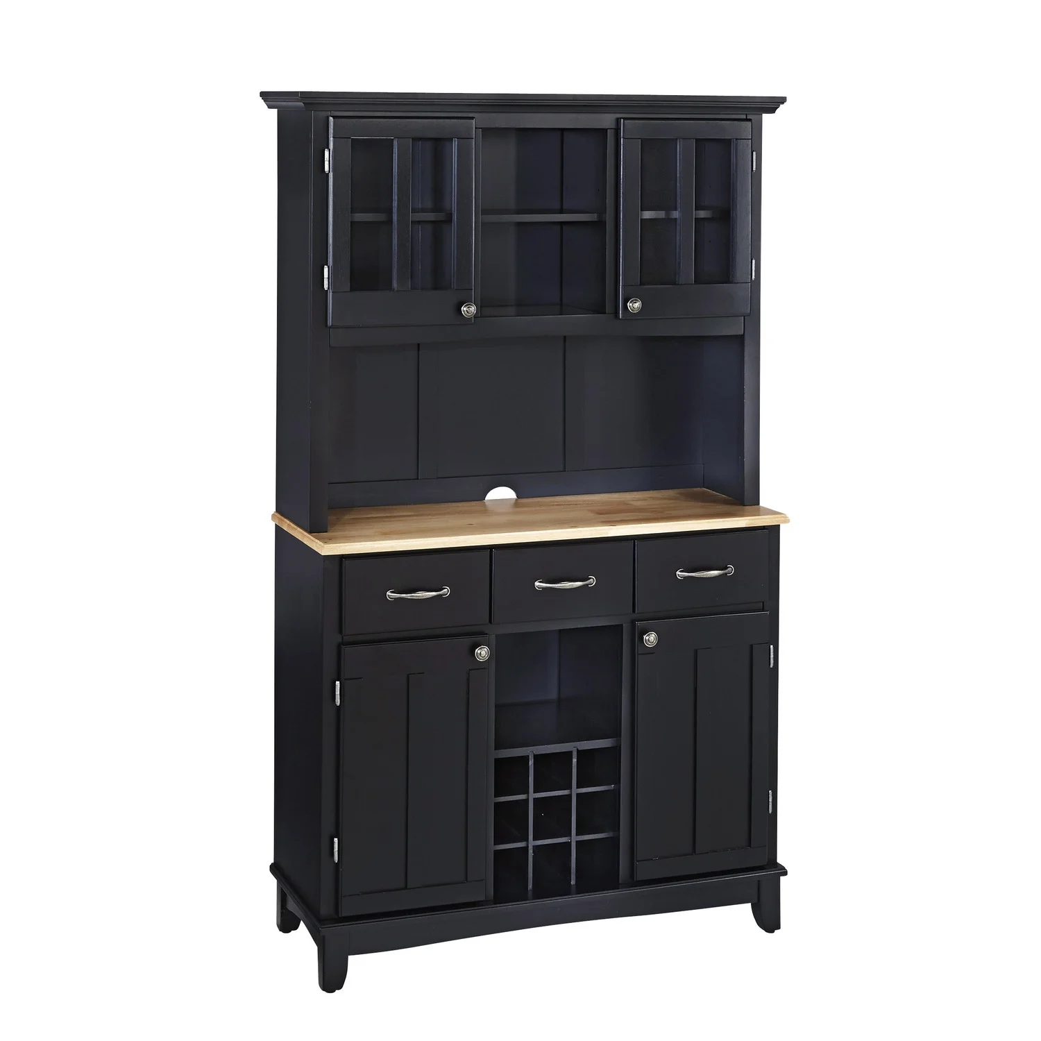 Homestyles Buffet of Buffets Wood Buffet with Hutch in Black
