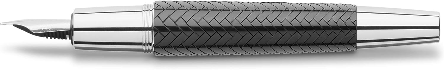 Faber-Castell e-motion Fountain Pen, Parquet Black - Broad