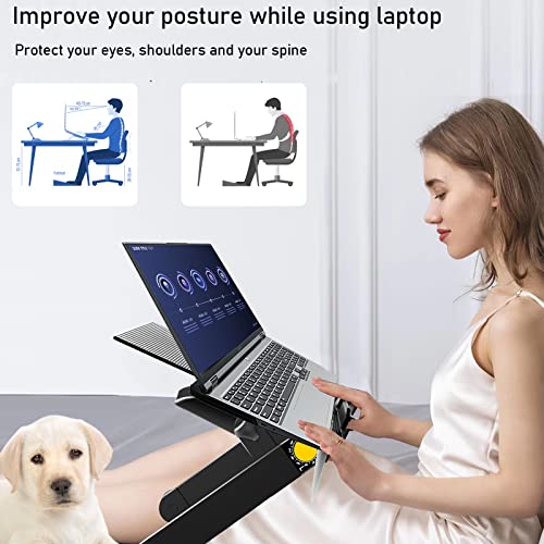 Uten Laptop Stand, Adjustable Computer Stand for Laptop with Mouse Pad, Ergonomic Laptop Stand for Bed Compatible with Macbook Pro Stand