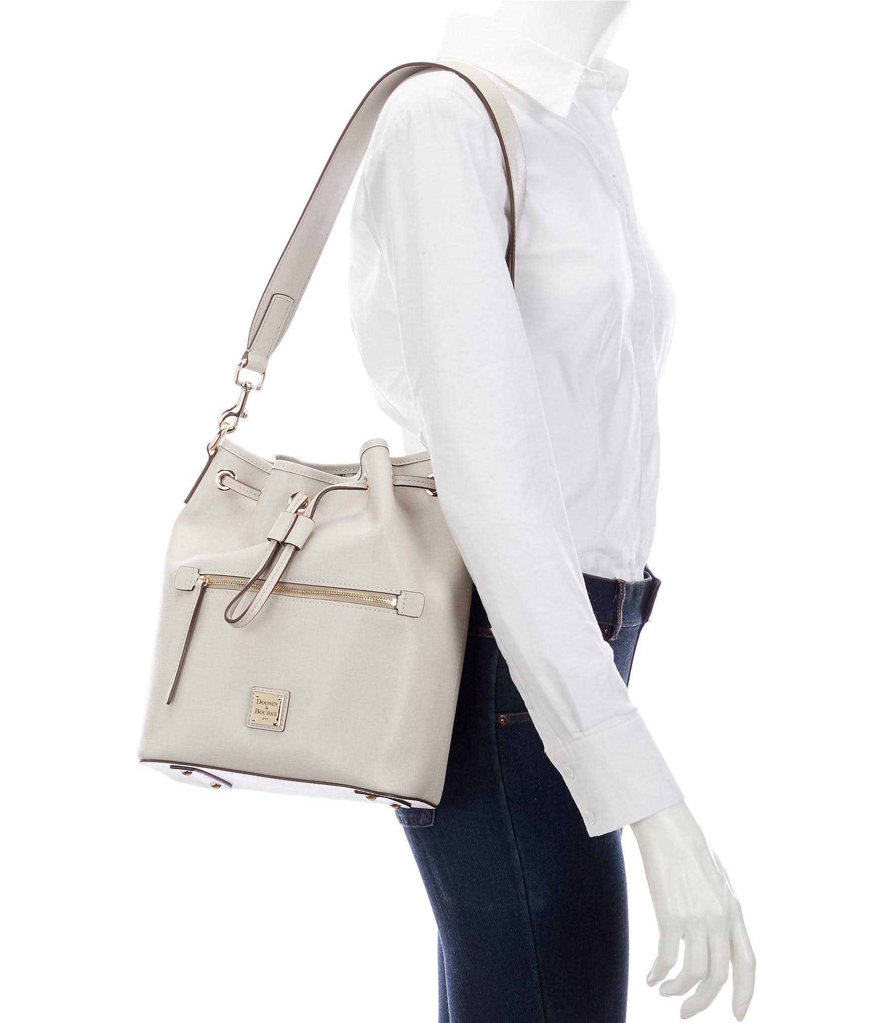 Dooney u0026 Bourke Leather Saffiano Drawstring Bag ,Marine