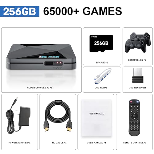 Super Console X2 Pro Retro Video Game Console with 65,000+Games,4K Hd Emulator Console with EmuElec 4.6/Android 9.0/CoreE,2.4+5G,Bt 5.0,Best Gifts