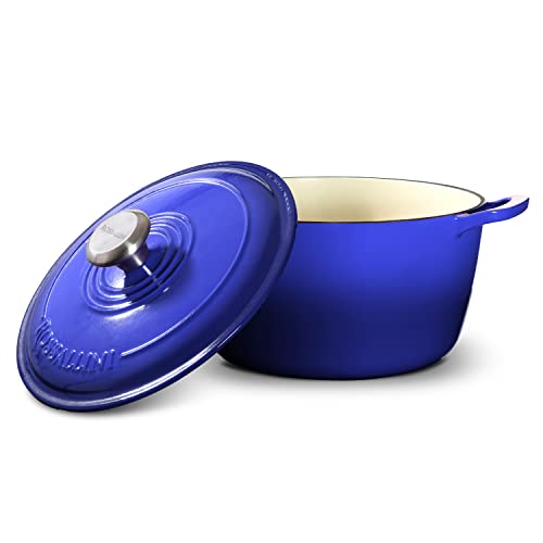 Signature Enameled Cast Iron Dutch Oven, Non-Stick Serving Pot with Tight Fitting Lid for Perfect Roasting, Baking, Sauteing