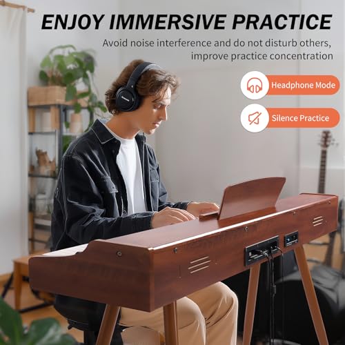AiJoy Digital Piano 88-Key Weighted Action Keyboard, Home Electric Piano for Beginners with Triple Pedal, Compact Design