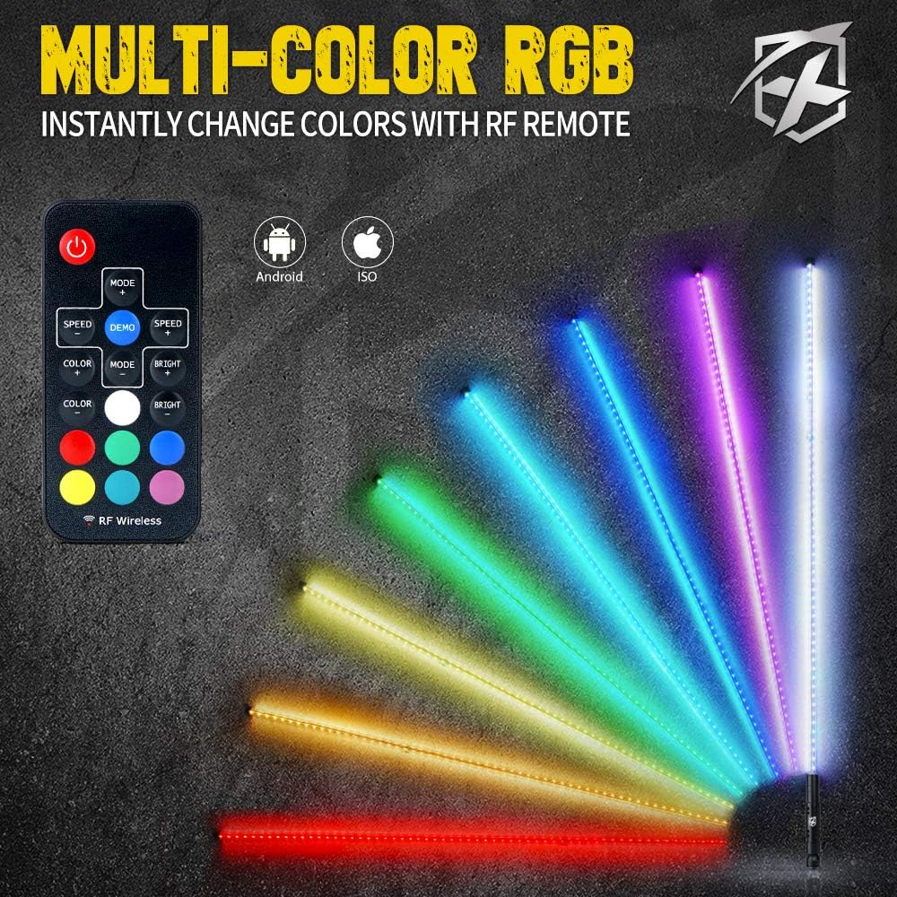 Xprite 4FT RGB Whip Lights