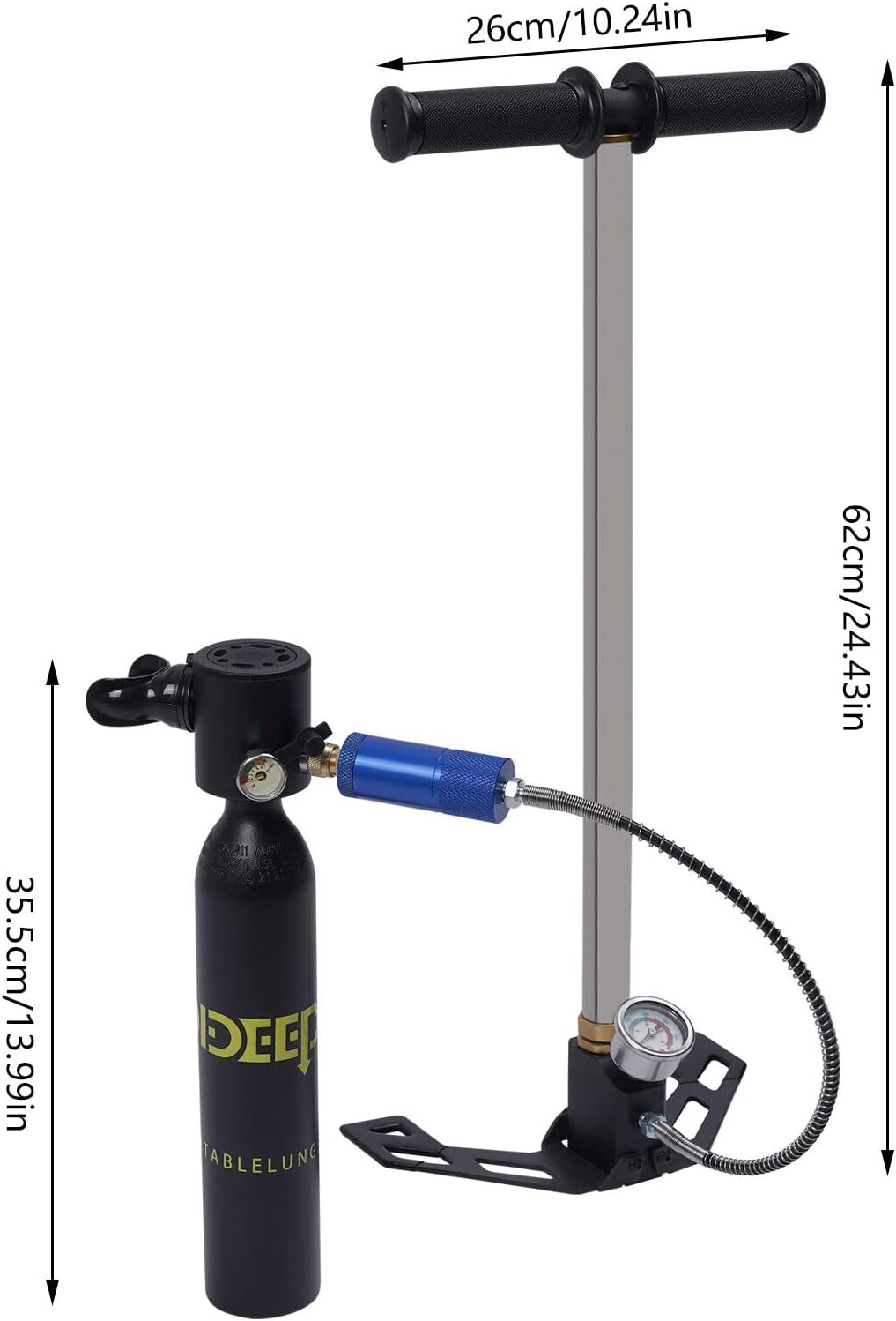 Diver Scuba Diving Tank 0.5l Oxygen Cylinder, Pro Mini Scuba Tank Diving Gear Backup Air Tank Kit, Underwater Breathing Device