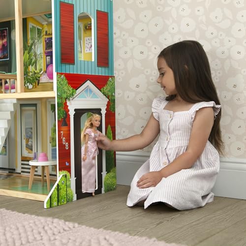 Delta Children Deluxe Maui Dollhouse - Large 4-Story Dollhouse with 12 Rooms Includes 50 Accessories - Working Elevator, Wave Slide, Lights/Sounds