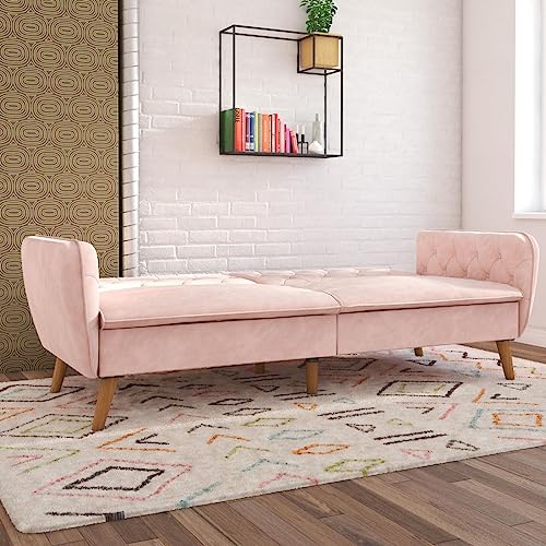 Novogratz Tallulah Memory Foam Futon, Convertible Couch, Camel Faux Leather