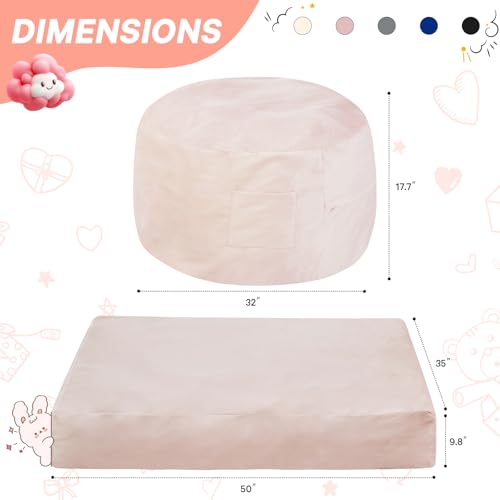 Bean Bag Chairs for Adults - Giant Bean Bag Chair Convertible Bean Bag Bed - Beanbag Chair with Micro Fiber Cover/Furniture Foam Filler