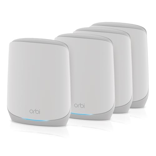 NETGEAR Orbi Whole Home Tri-Band WiFi 6 Mesh Network System (RBK663) &ndash; Router with 2 Satellite Extenders, Security Features, Coverage up to 6