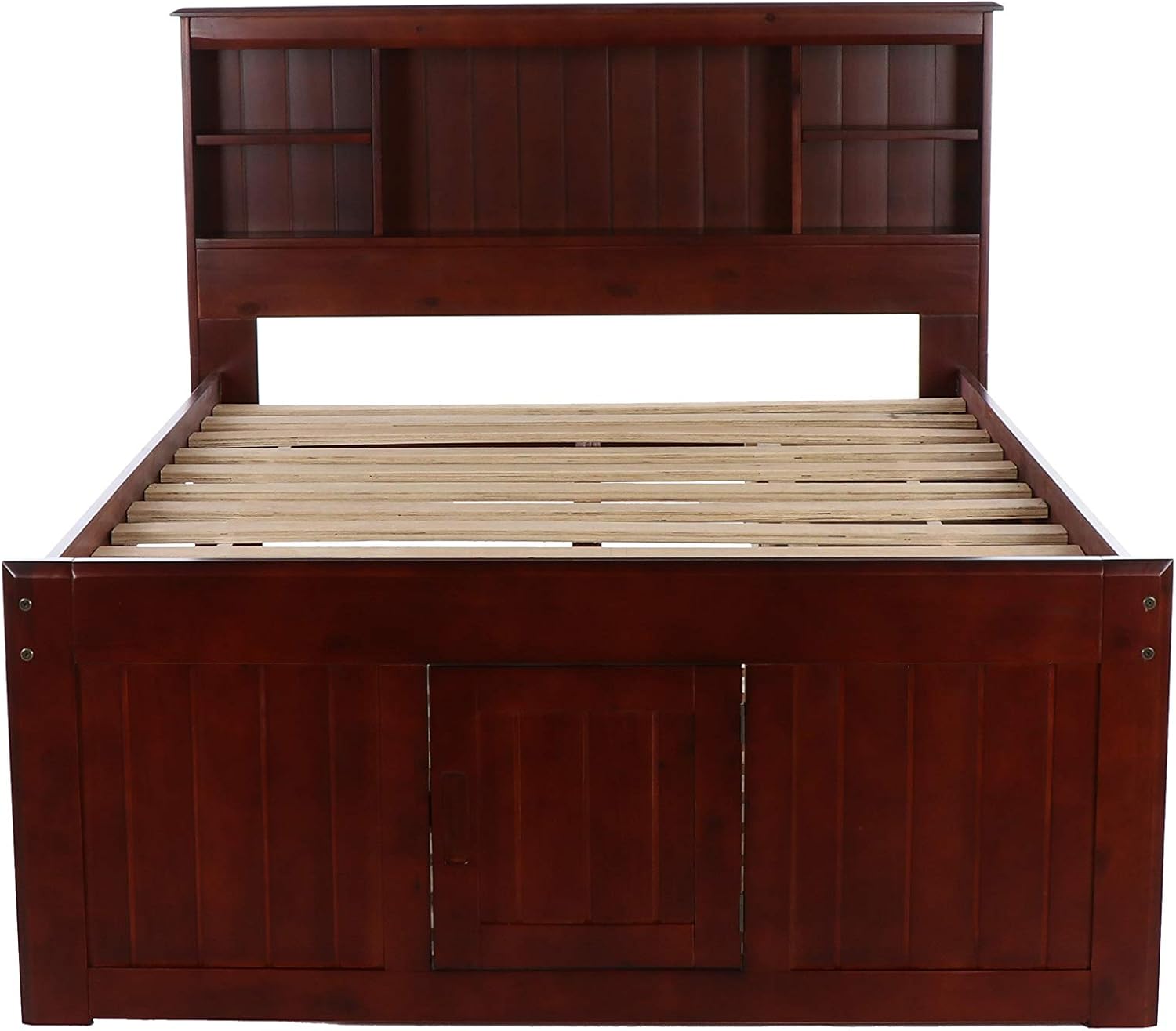 Full Bookcase Bed with 3 Drawers & Trundle Merlot