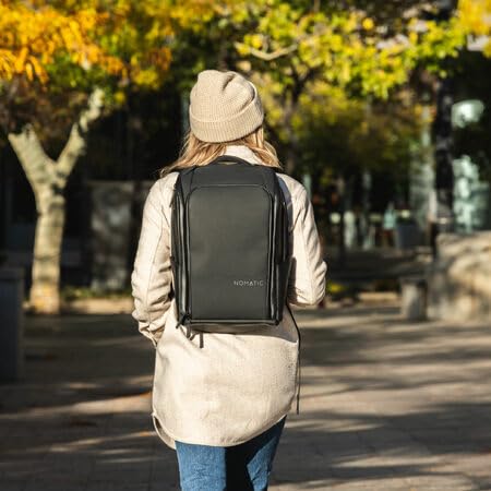 NOMATIC Travel Pack - 20L Water Resistant Laptop Bag - TSA-Ready Expandable Black Backpack