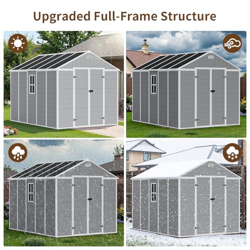 NicBex 6×5 Resin Outdoor Storage Shed with Floor & Window– All-Weather Lockable Small Tool Shed