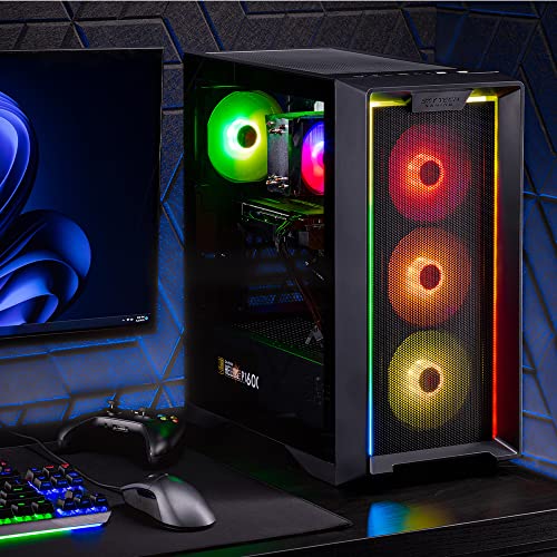 Skytech Nebula Gaming PC Desktop, Ryzen 5 5600 3.5 Ghz (4.4GHz Turbo Boost), NVIDIA RTX 3050 6GB GDDR6, 1TB SSD, 16GB DDR4 RAM 3200, 650W Gold PSU