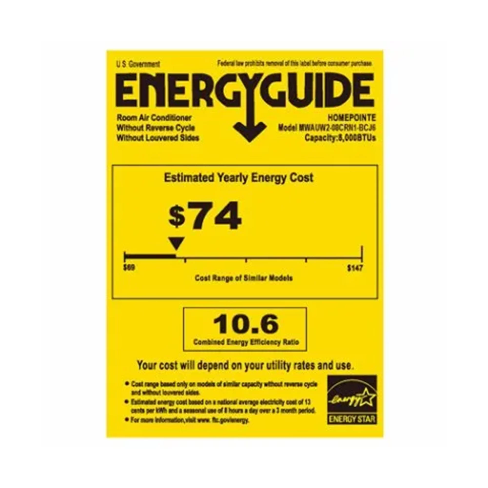 HomePointe 8000 BTU Through the Wall Air Conditioner with Remote Control - Radiant Selections
