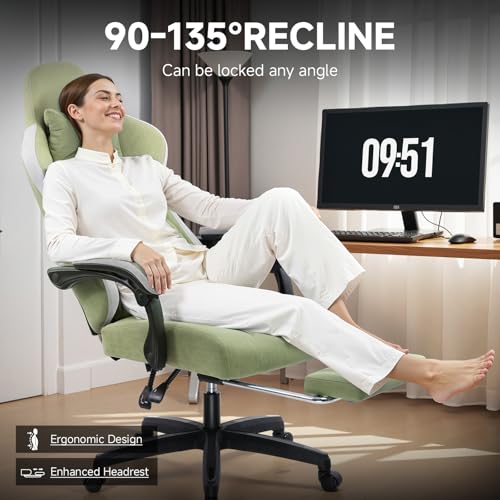 GTPLAYER Office Chair, Gaming Computer Desk Fabric Chair with Footrest