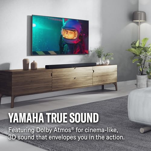 Yamaha True X Bar 50A Dolby Atmos Sound Bar with Wireless Subwoofer, Wi-Fi, Music Streaming, Optional Wireless Surrounds (Black)