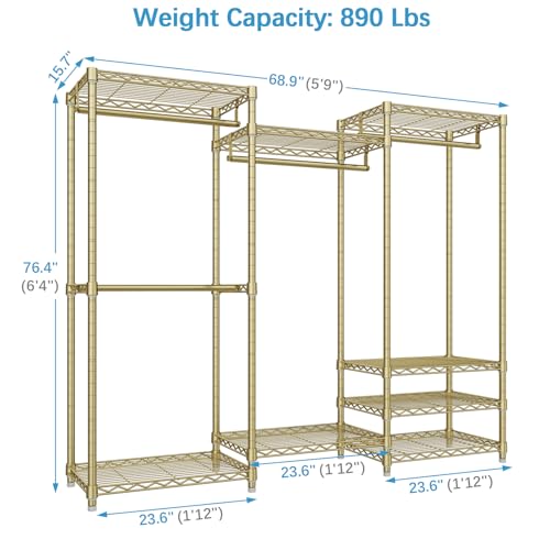 VIPEK V5 Portable Closet Wardrobe Heavy Duty Clothes Rack, Freestanding Clothing Rack with 4 Hang Rods & 8 Shelves, Adjustable Closet Racks