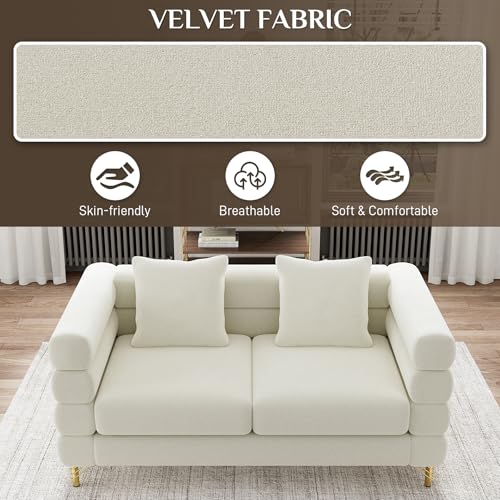 Cloud Couch for Living Room, 79" Modern Overstuffed Deep Seat Boucle Sherpa 3 Seater Sofa with 3 Pillows