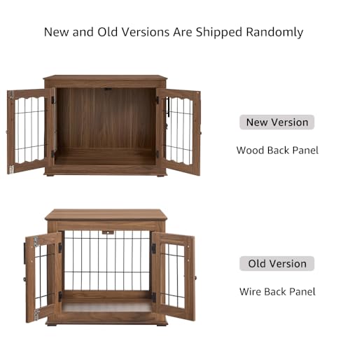 beeNbkks Furniture Style Dog Crate End Table, Double Doors Wooden Wire Dog Kennel with Pet Bed, Decorative Pet Crate Dog House Indoor Medium Large