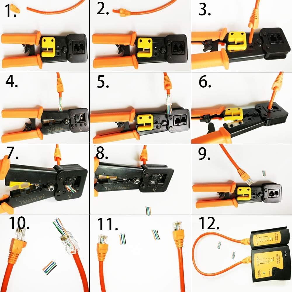 Professional 13 in 1 Network Computer Maintenance Repair Kit，ethernet crimper kit - RJ45 Crimp Tool , RJ45 Network Cable Tester