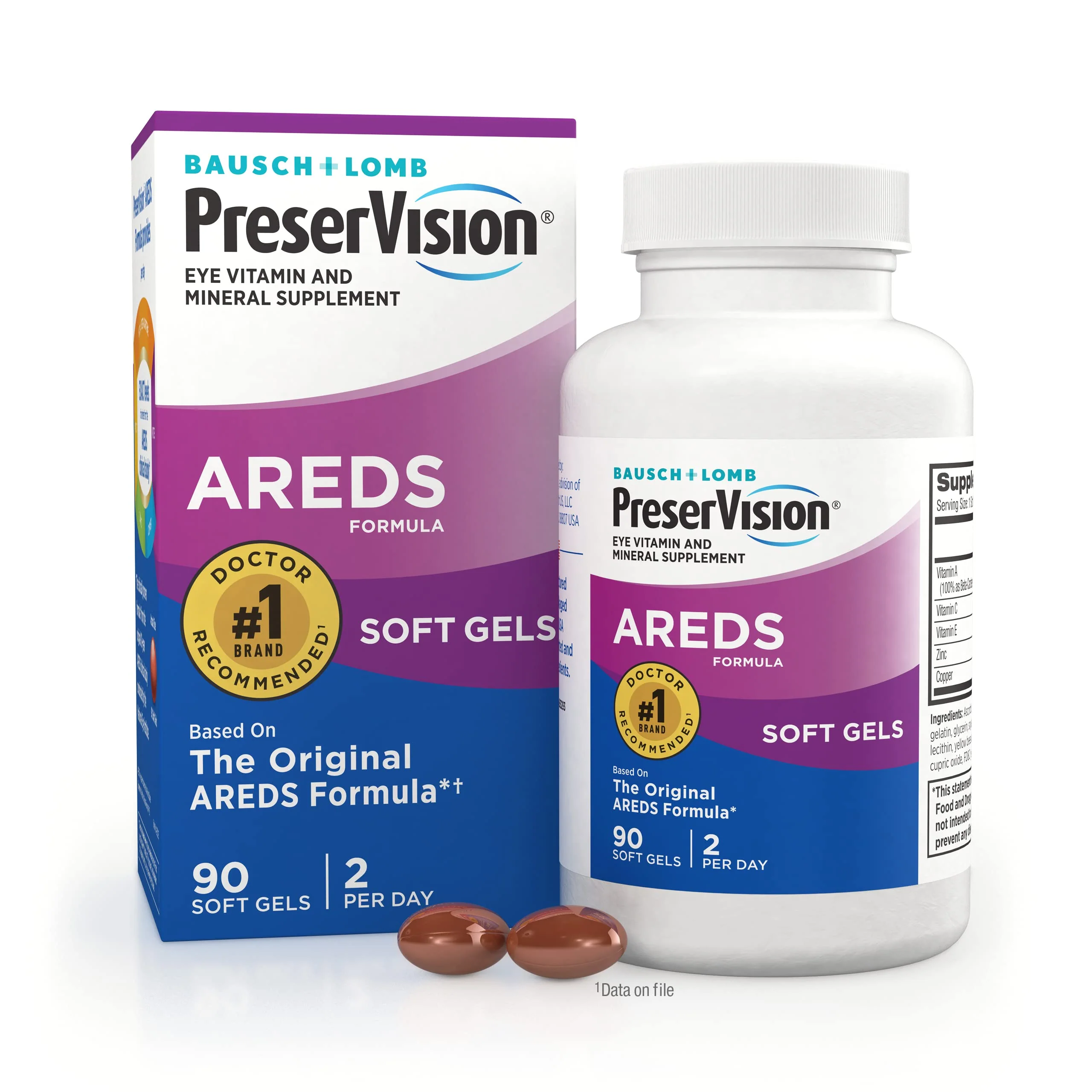 PreserVision AREDS Eye Vitamin & Mineral Supplement, Contains Vitamin C, A, E, Zinc & Copper, 90 Softgels (Packaging May Vary) - Kansas Nuitrition