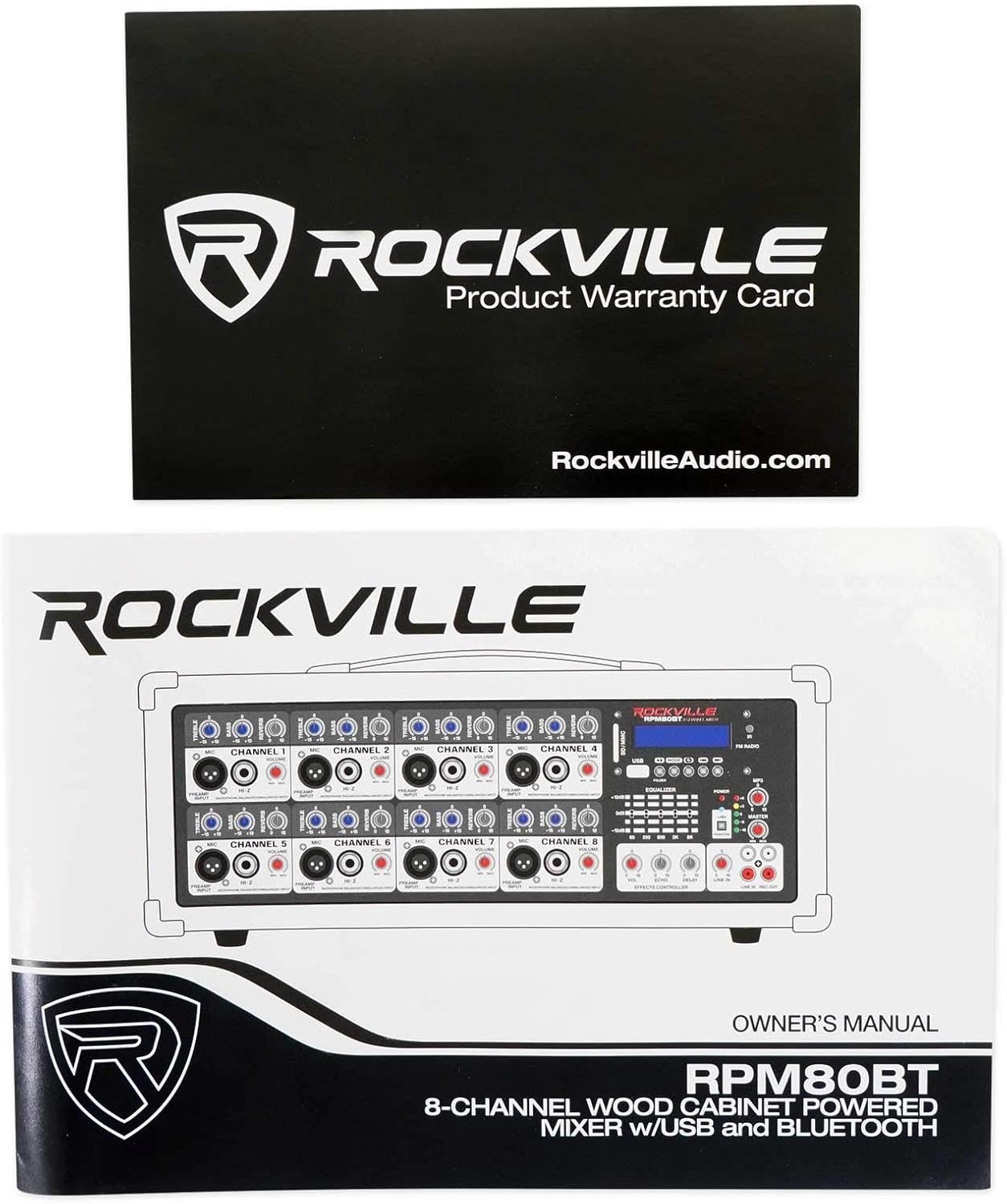 Rockville RPM80BT 2400w Powered 8 Channel Mixer/Amplifier w/Bluetooth/EQ/Effects