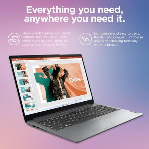Lenovo IdeaPad 1i Laptop with Microsoft 365 Home and Business • 12GB RAM • 1TB Cloud Storage and 256GB SSD • Intel Core • 15 Anti-Glare Screen •