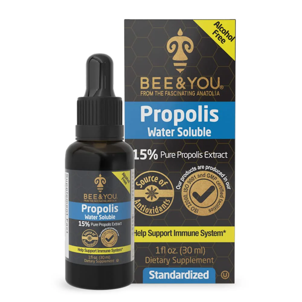 BEE and You, 100% Natural Pure Propolis Extract, Water Soluble Drops, High Potency, Ultra Pure, Immune Support Supplement, Antioxidants