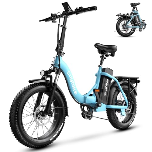 1000W Folding Electric Bike,48V 20AH Removable Battery E Bike,30+MPH,80 Miles Max Range Electric Bike for Adults,20" Fat Tire Foldable ebike