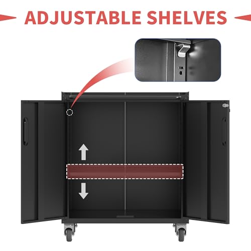 Mobile Tool Storage Cabinet with Wheels,Heavy Duty Rolling Tool Cabinets for Garage,Metal Storage Cabinets with 4 Drawer and 1 Locking Doors