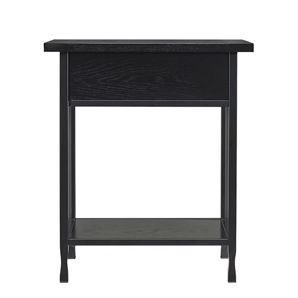 Leick Home 11222-BK Ironcraft Rustic One Drawer Nightstand Side Table, Black Wash